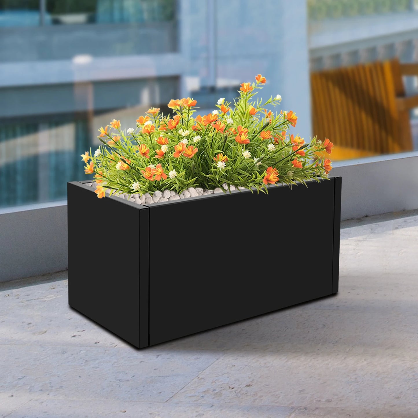 , Rectangular Steel Garden Planter 25x12x12 Inch Rustproof