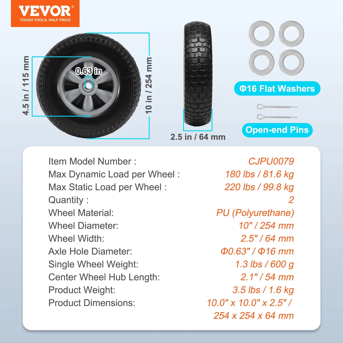 10" Flat Free Tubeless Tires & Wheels