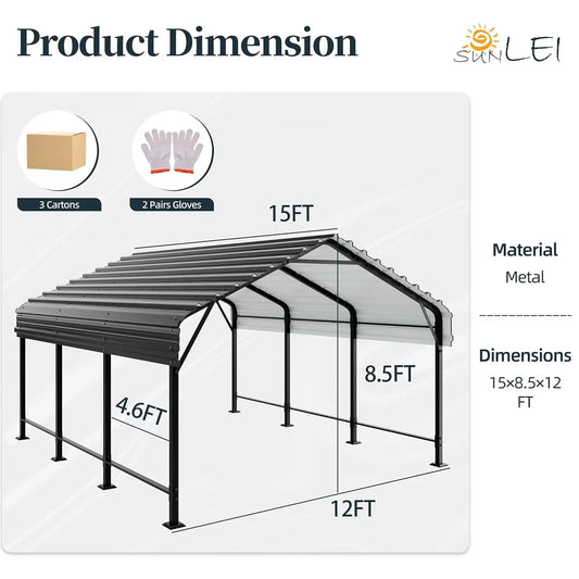 Heavy Duty Metal Carport with Galvanized Steel Roof