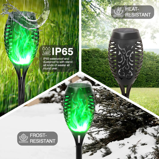Green Solar Flickering Flame Water Proof Lawn Lights