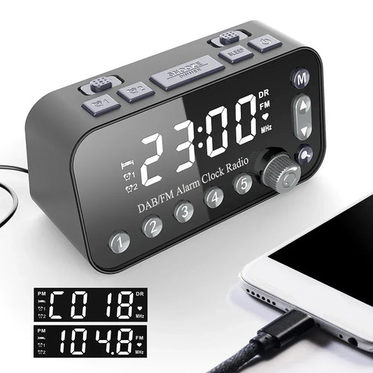 Digital Desktop Alarm Clock LED Display FM Radio