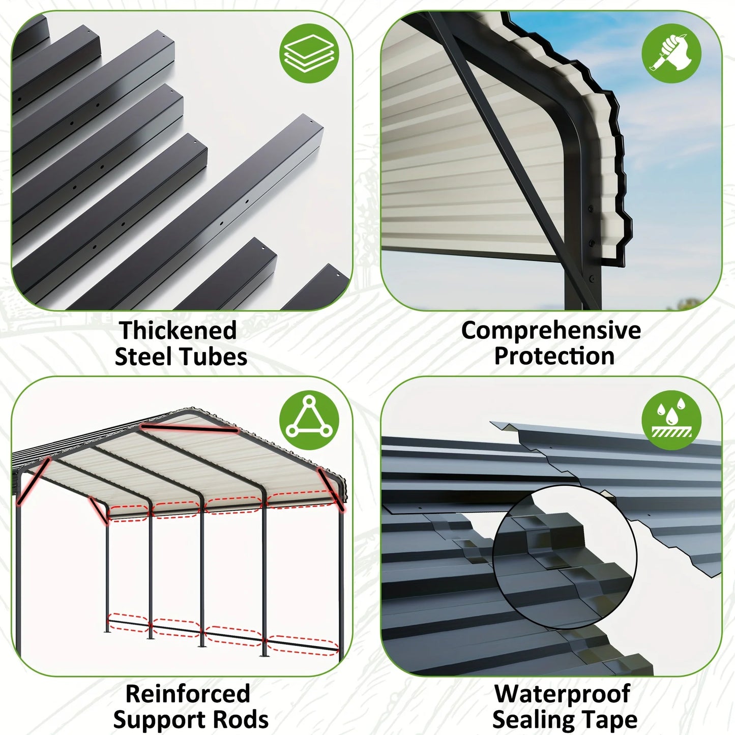 10 'x15' Heavy Duty Metal Carport