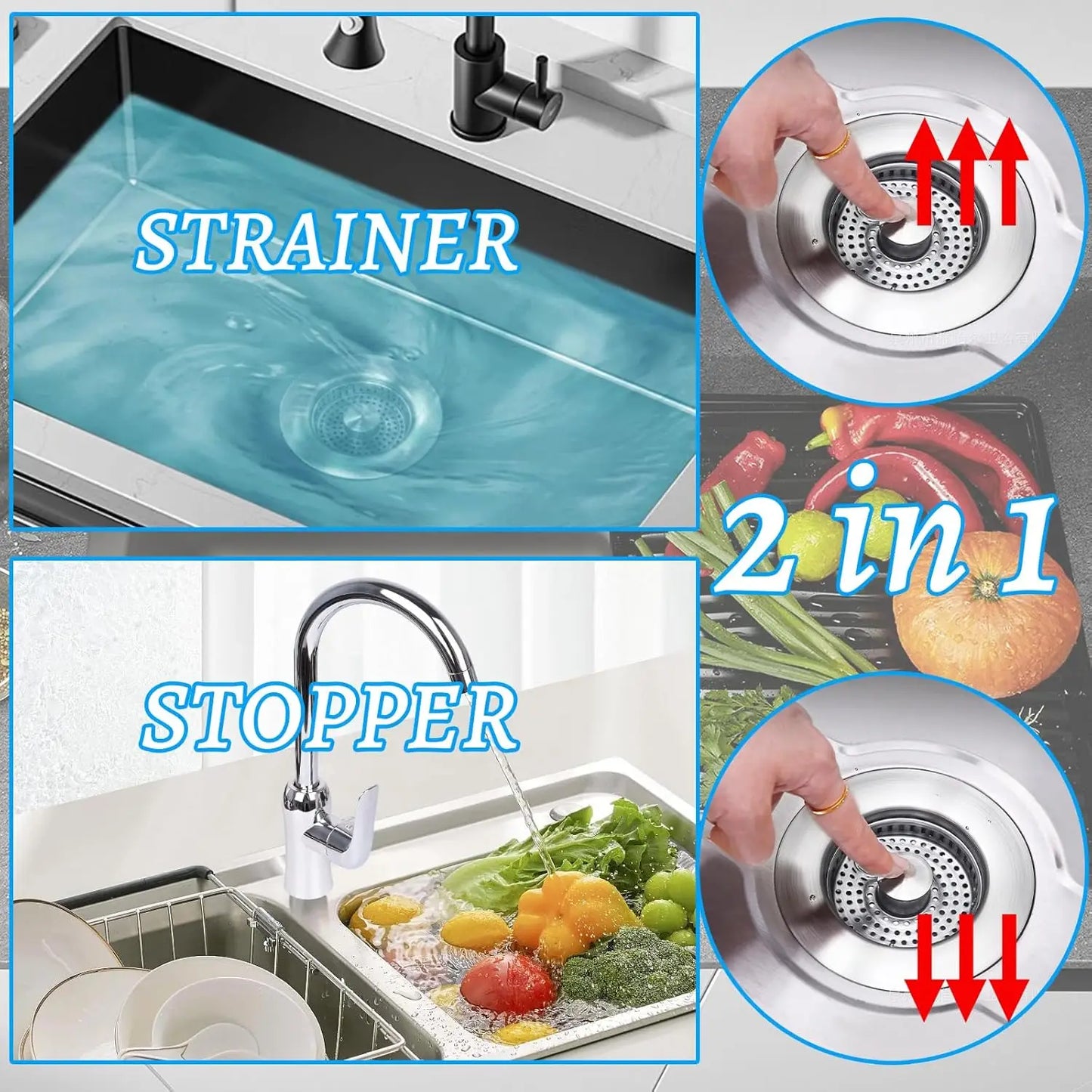 3 in 1 Pop Up Anti-Clogging Sink Stopper