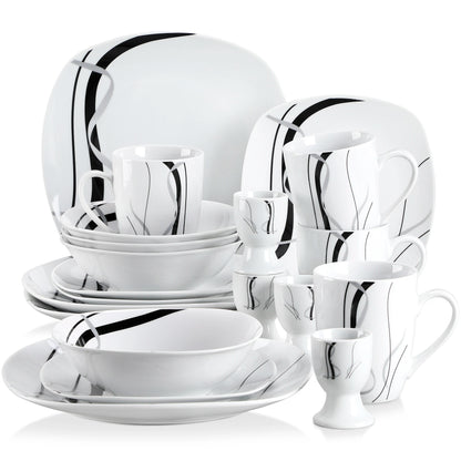 20/40 Piece Black Stripe Porcelain Dinner Combi-Set