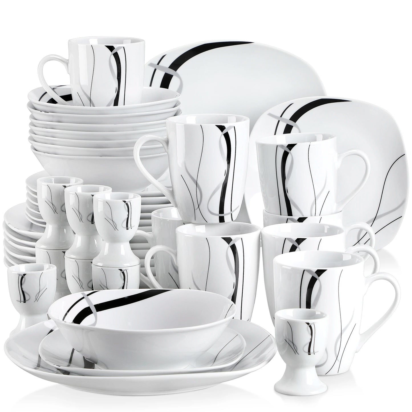 20/40 Piece Black Stripe Porcelain Dinner Combi-Set