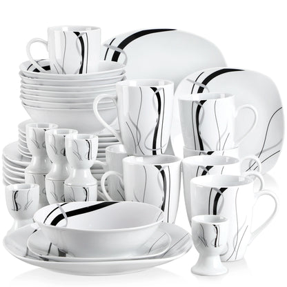 20/40 Piece Black Stripe Porcelain Dinner Combi-Set