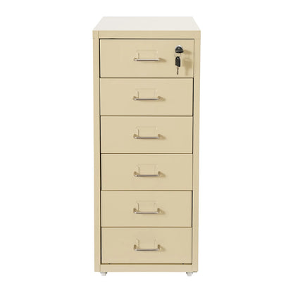 6-Drawer Rolling Lockable Metal File Cabinet