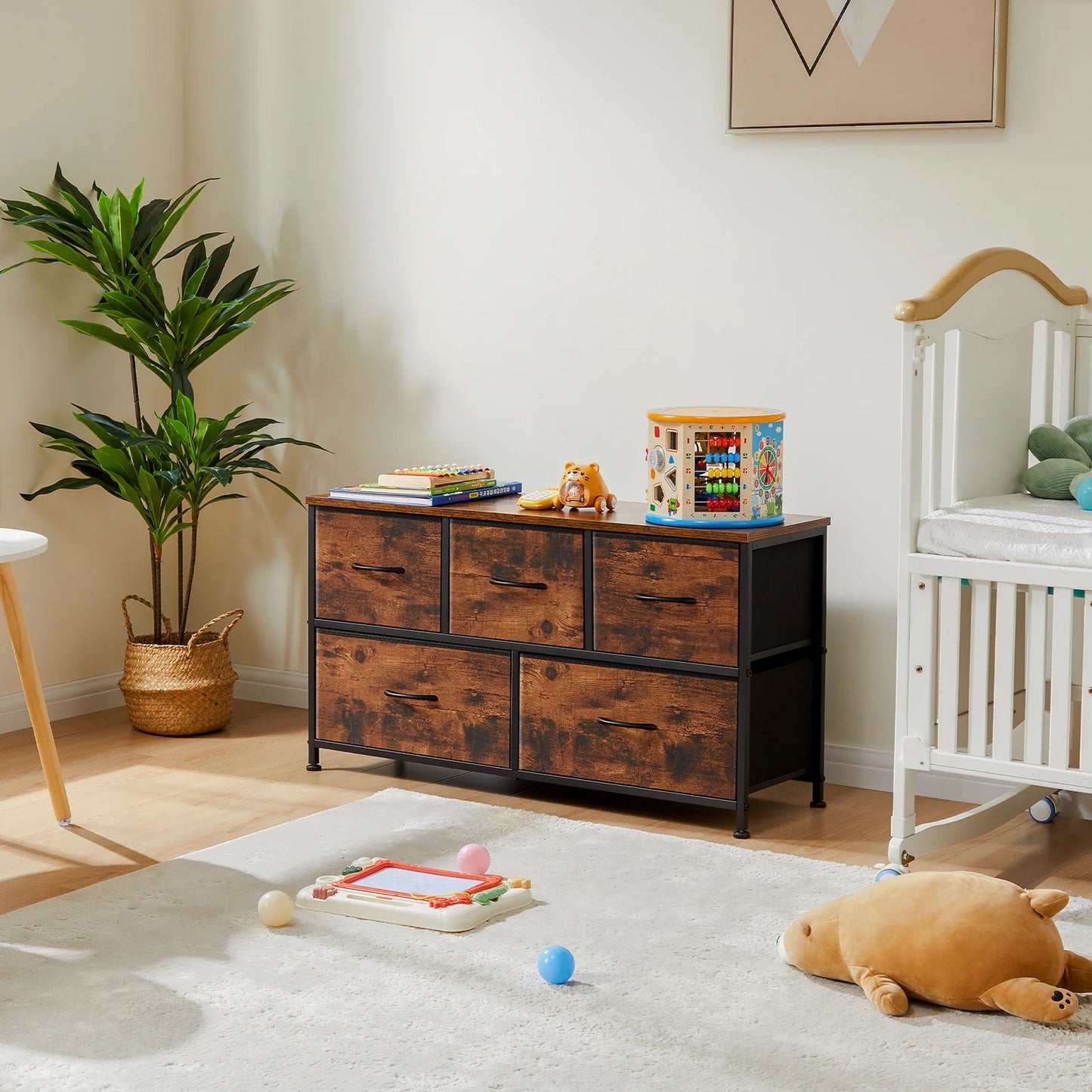 Storage Dresser With 5 Fabric Drawers