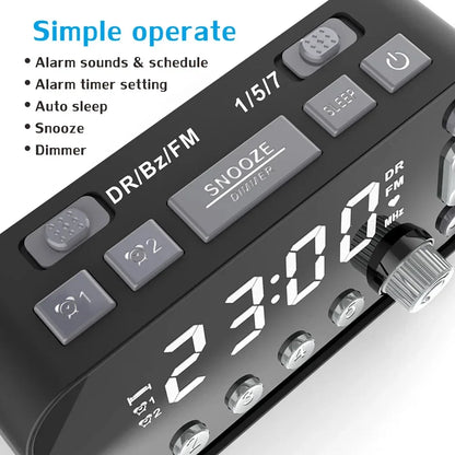 Digital Desktop Alarm Clock LED Display FM Radio