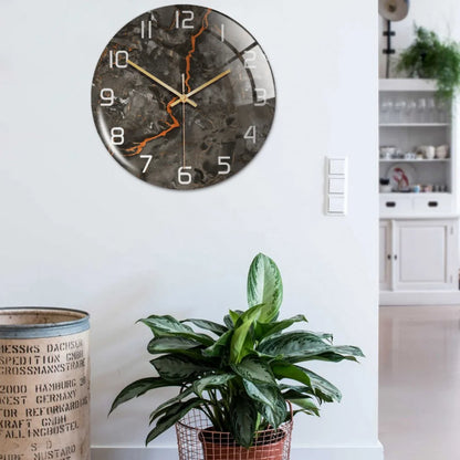 3D Acrylic Black & Gold Marble  Wall  Clock