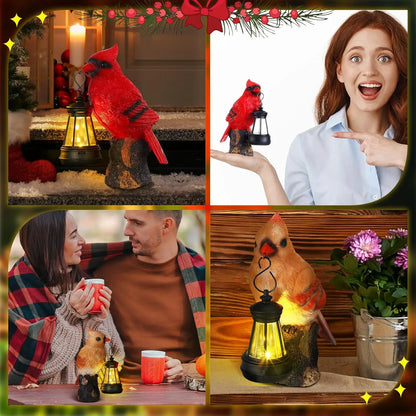2Pcs Red Cardinal Solar Yard Light