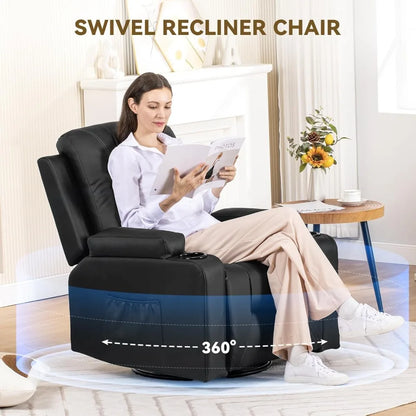 Recliner ,Swivel Rocker With Side Pockets, Cup Holder