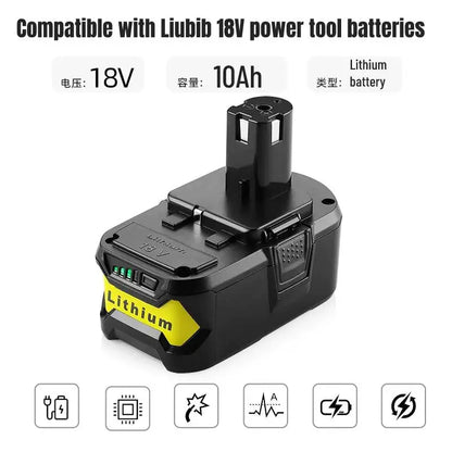18V10Ah Replacement Battery  RyobiONE+  18V Lithium-lonBattery P102 P104 P105 P106 P108 P107