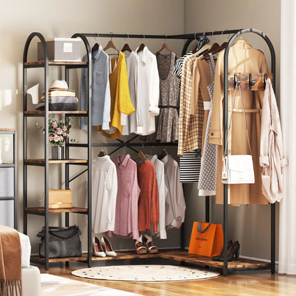 L Shaped Clothes Rack & Corner Rack With Shelves