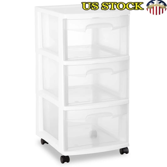 3 Drawer Plastic Rolling Storage & Organizer Cart