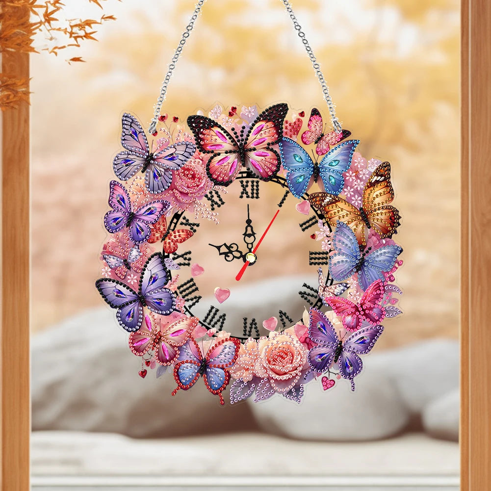 DIY Art Butterfly Crystal Diamond Clock