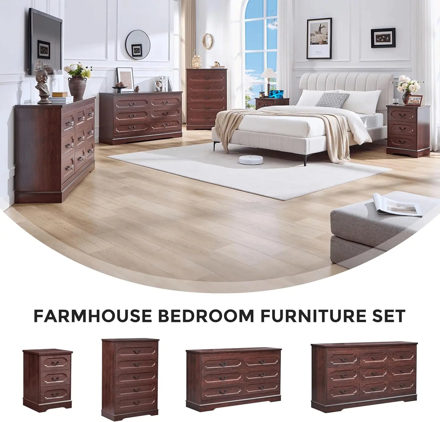 Cherry Wood Chest  with  6 wide drawers