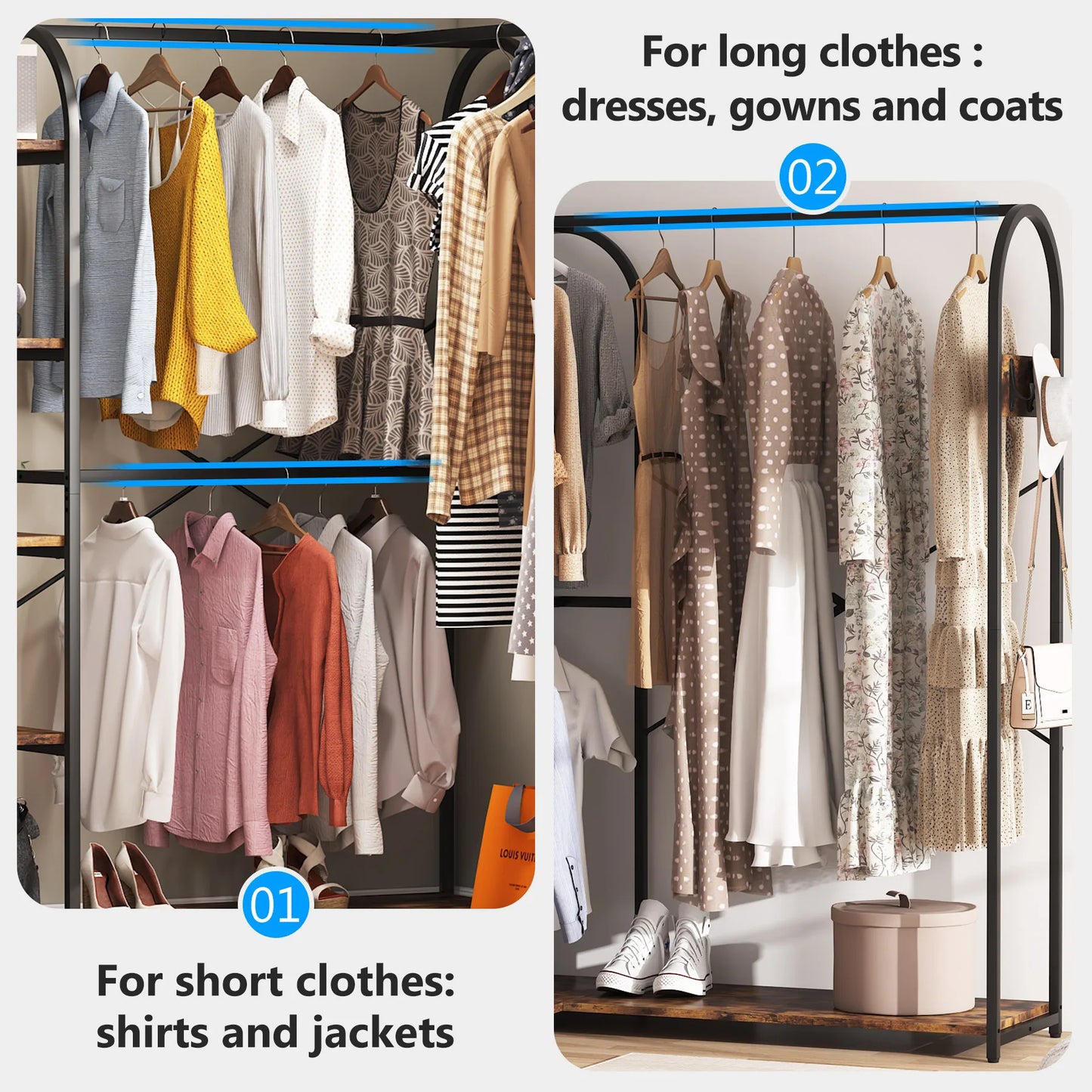 L Shaped Clothes Rack & Corner Rack With Shelves