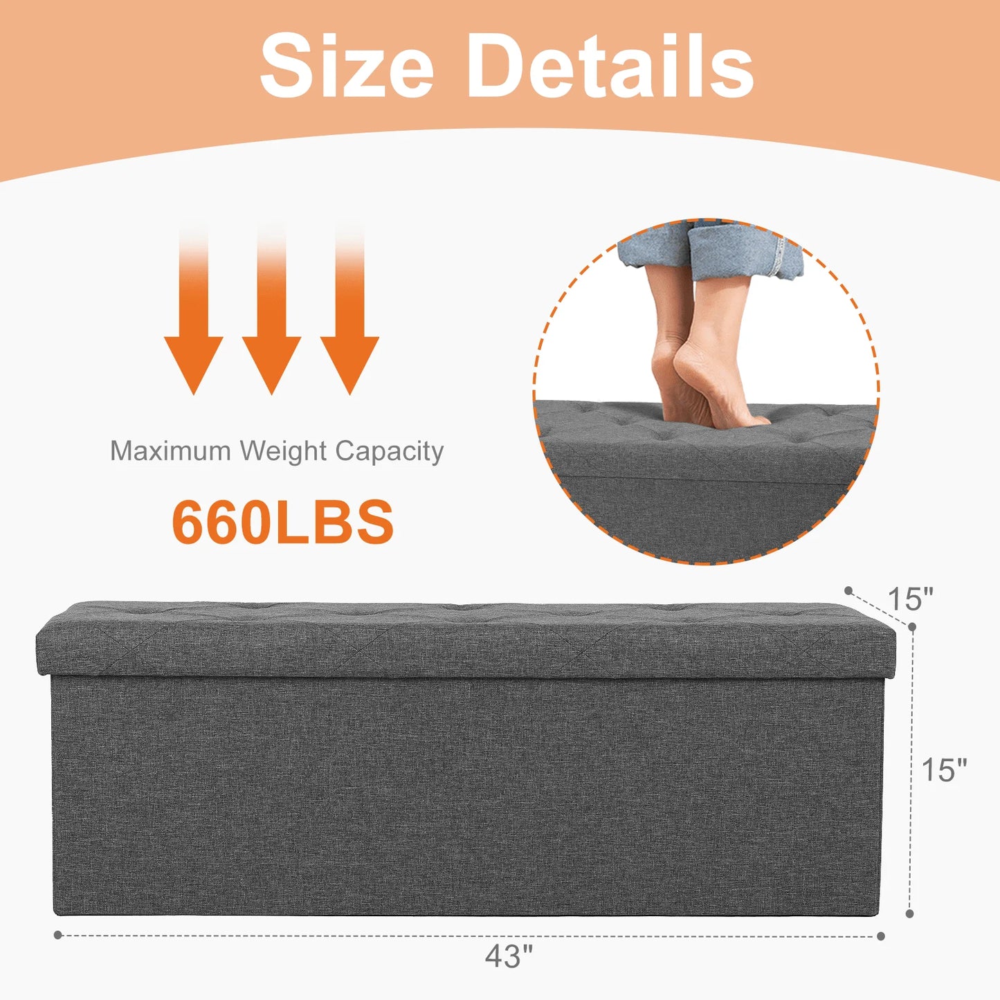 Foldable Ottoman Bench  Storage Chest