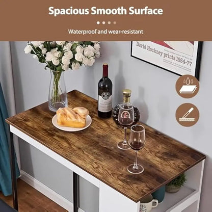 3PCKitchen/Bar Table Set  / 2 Stools  &  Storage Shelves