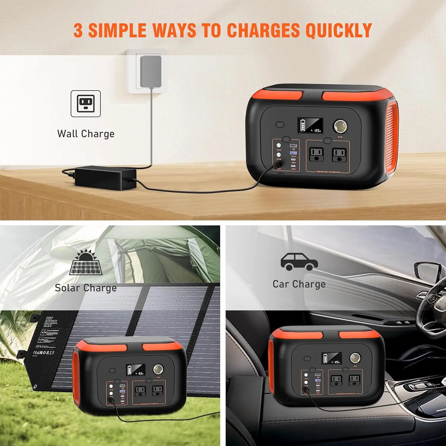 AC Outlets Solar Generator Storage Energy Power Bank