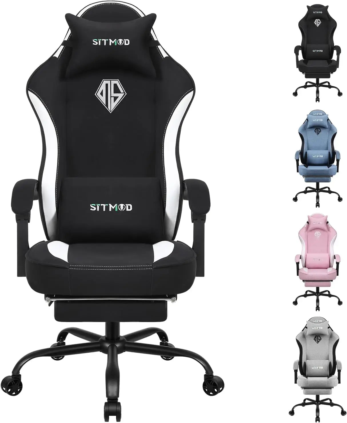 Gaming Chair, With Lumbar Support & Footrest