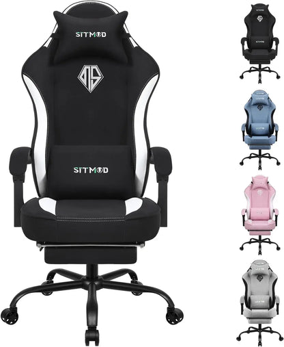 Gaming Chair, With Lumbar Support & Footrest
