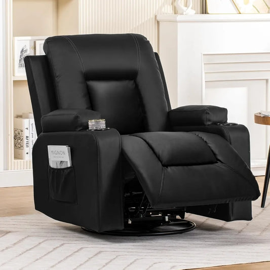 Recliner ,Swivel Rocker With Side Pockets, Cup Holder