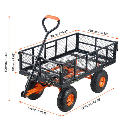 Metal Utility Wagon / versatile  dump cart and wheel Barrow