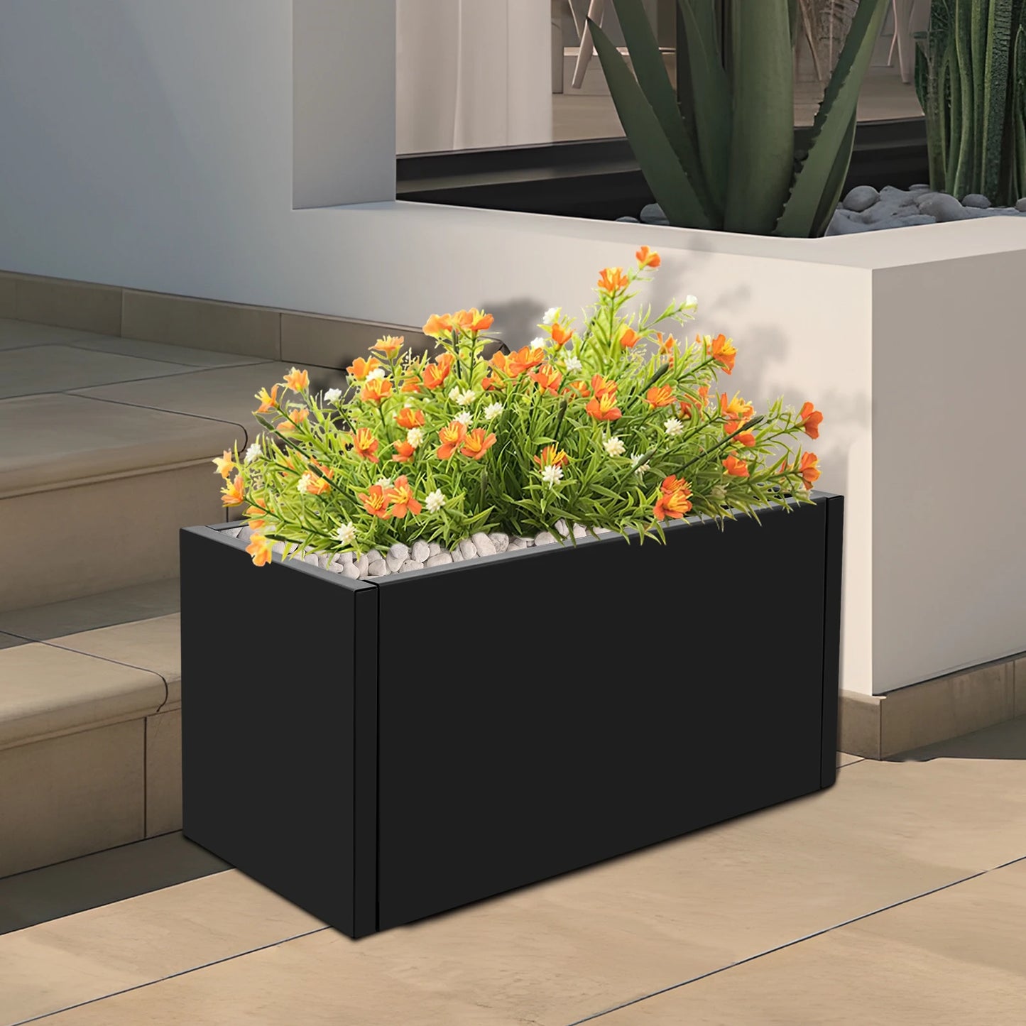 , Rectangular Steel Garden Planter 25x12x12 Inch Rustproof