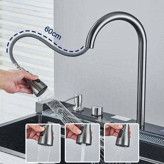 Stainless Steel Kitchen Sink with  Digital Faucet Display