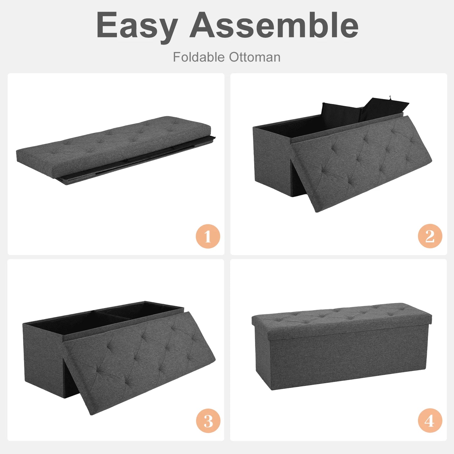 Foldable Ottoman Bench  Storage Chest