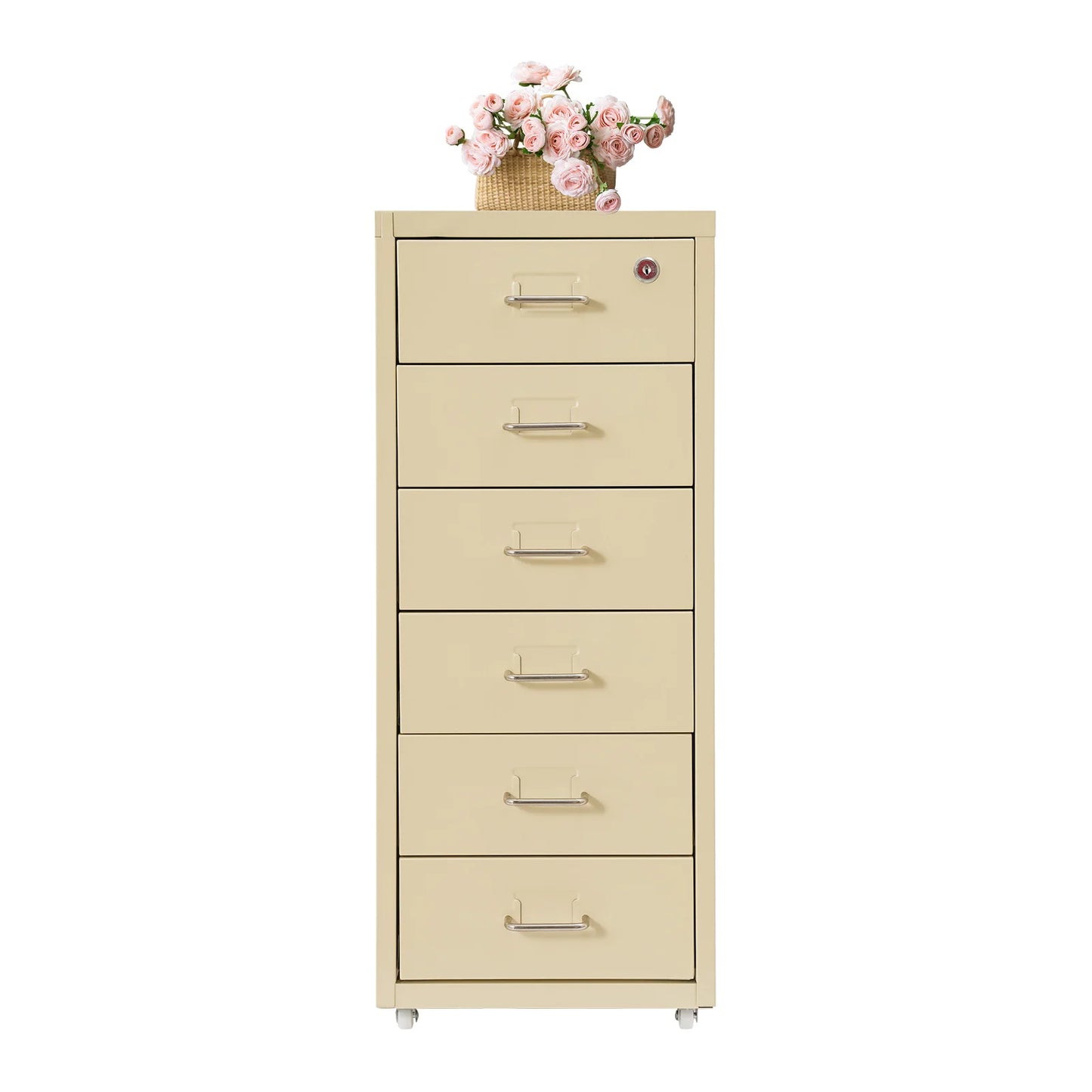 6-Drawer Rolling Lockable Metal File Cabinet