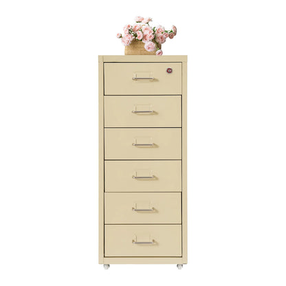 6-Drawer Rolling Lockable Metal File Cabinet
