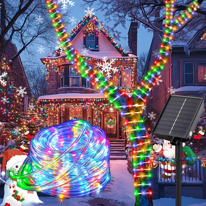 Color Solar Rope String Lights 8 Lighting Modes,