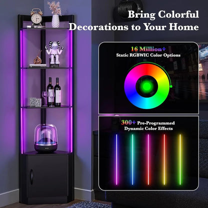 65"Corner Display Cabinet/Remote Control  5-Tier Shelves