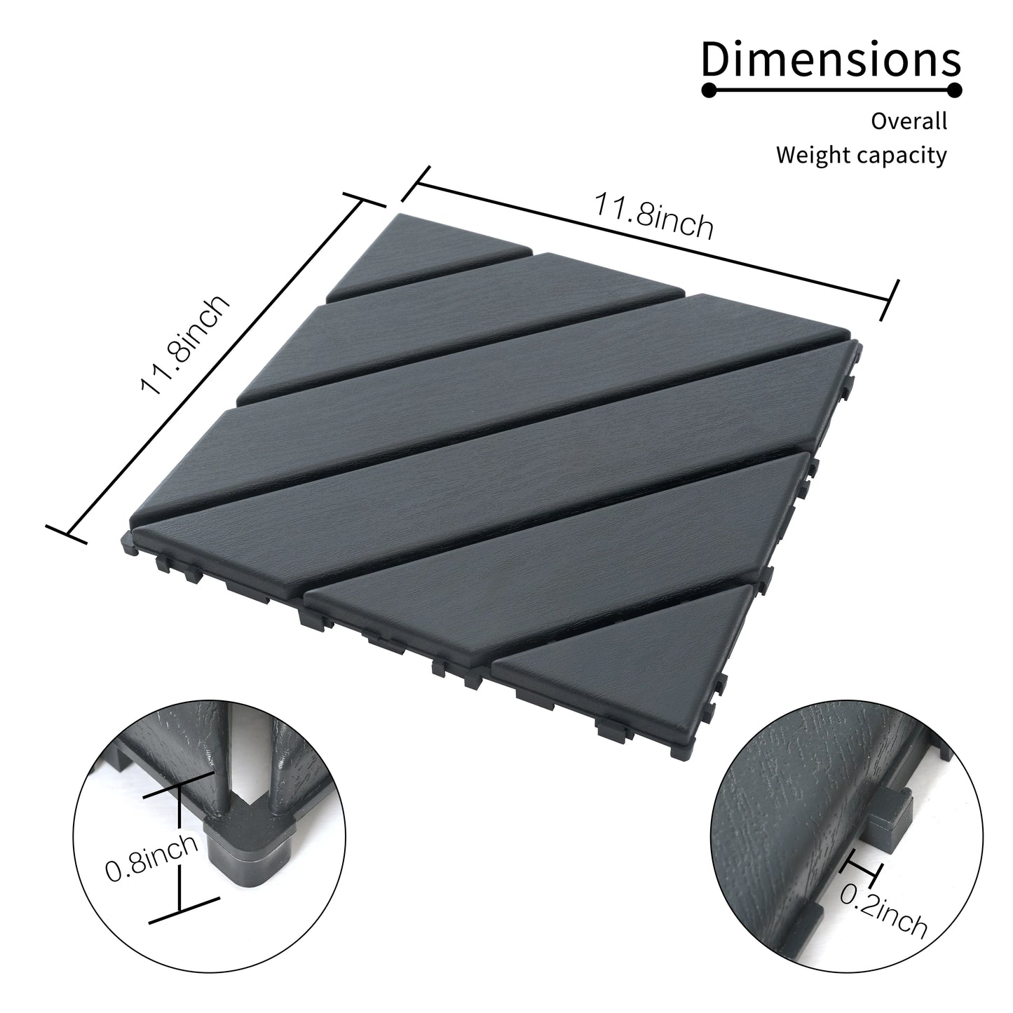 Plastic Interlocking Square Waterproof Deck Tiles