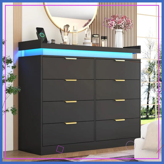8 Drawer Dresser with Power Outlet,