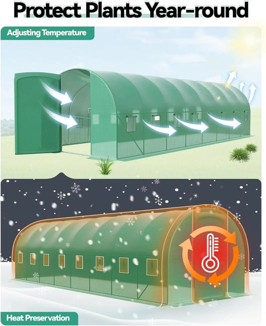 Reinforced Steel Frame 27x10x7 ft Greenhouse