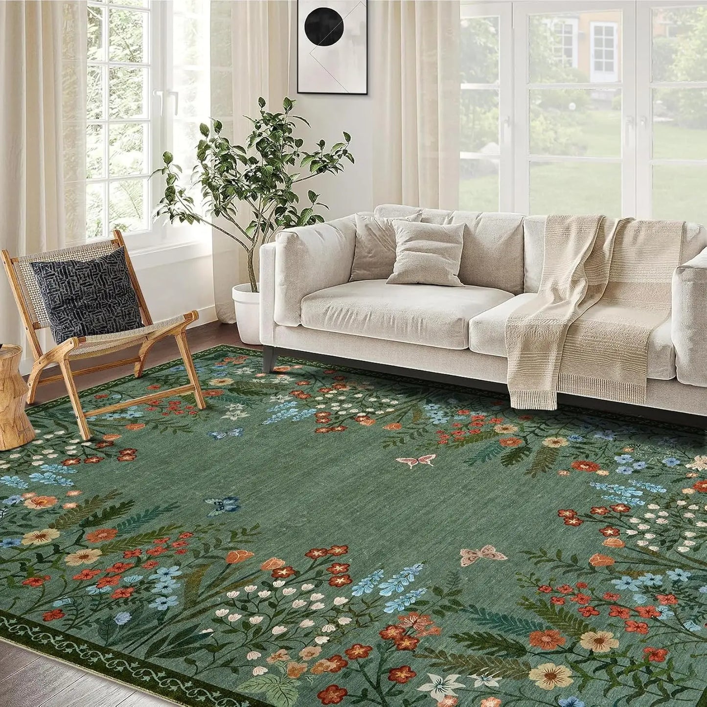 Floral Area Rug for Bedroom, Livingroom, Or Den