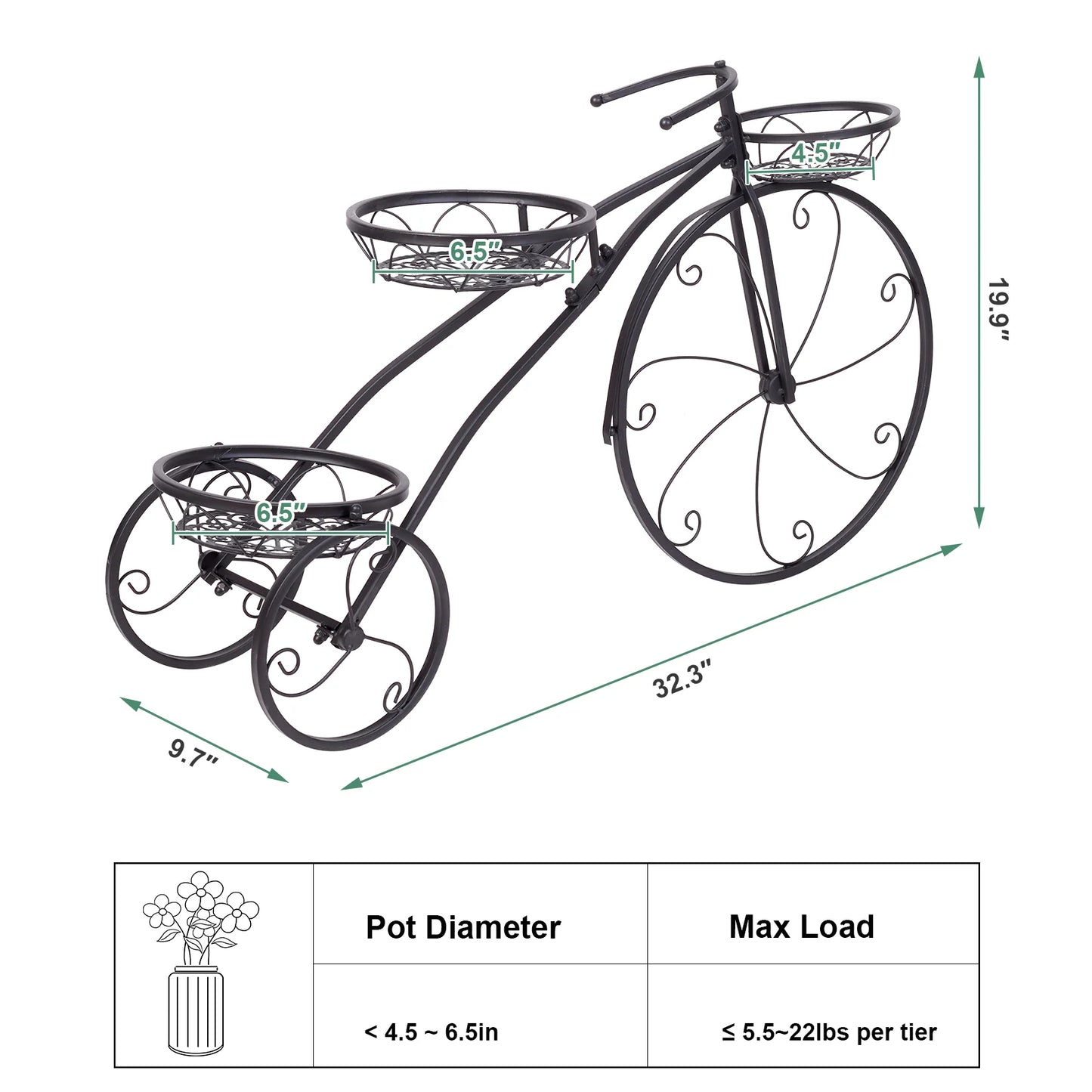 3 Tier Metal Bicycle Plant Stand