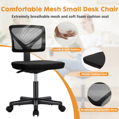 Armless Office Chair Adjustable Height Rolling Swivel