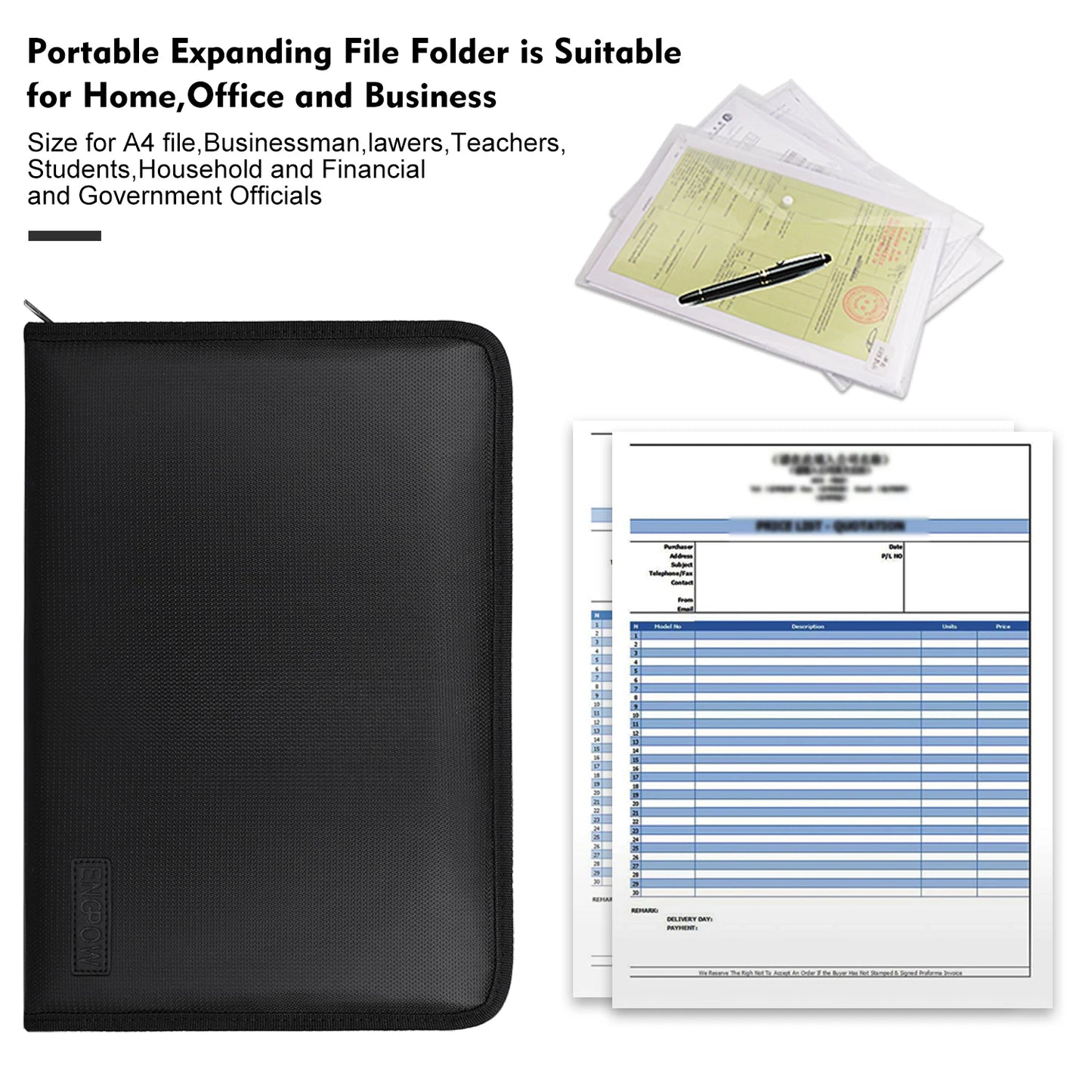 Fireproof Waterproof Folder Contract Data Organizer