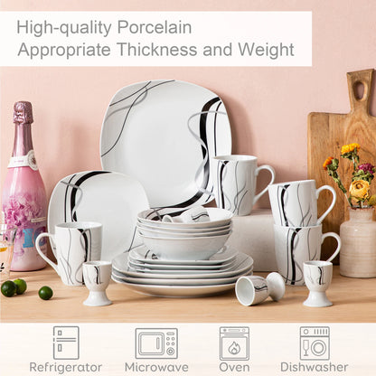 20/40 Piece Black Stripe Porcelain Dinner Combi-Set