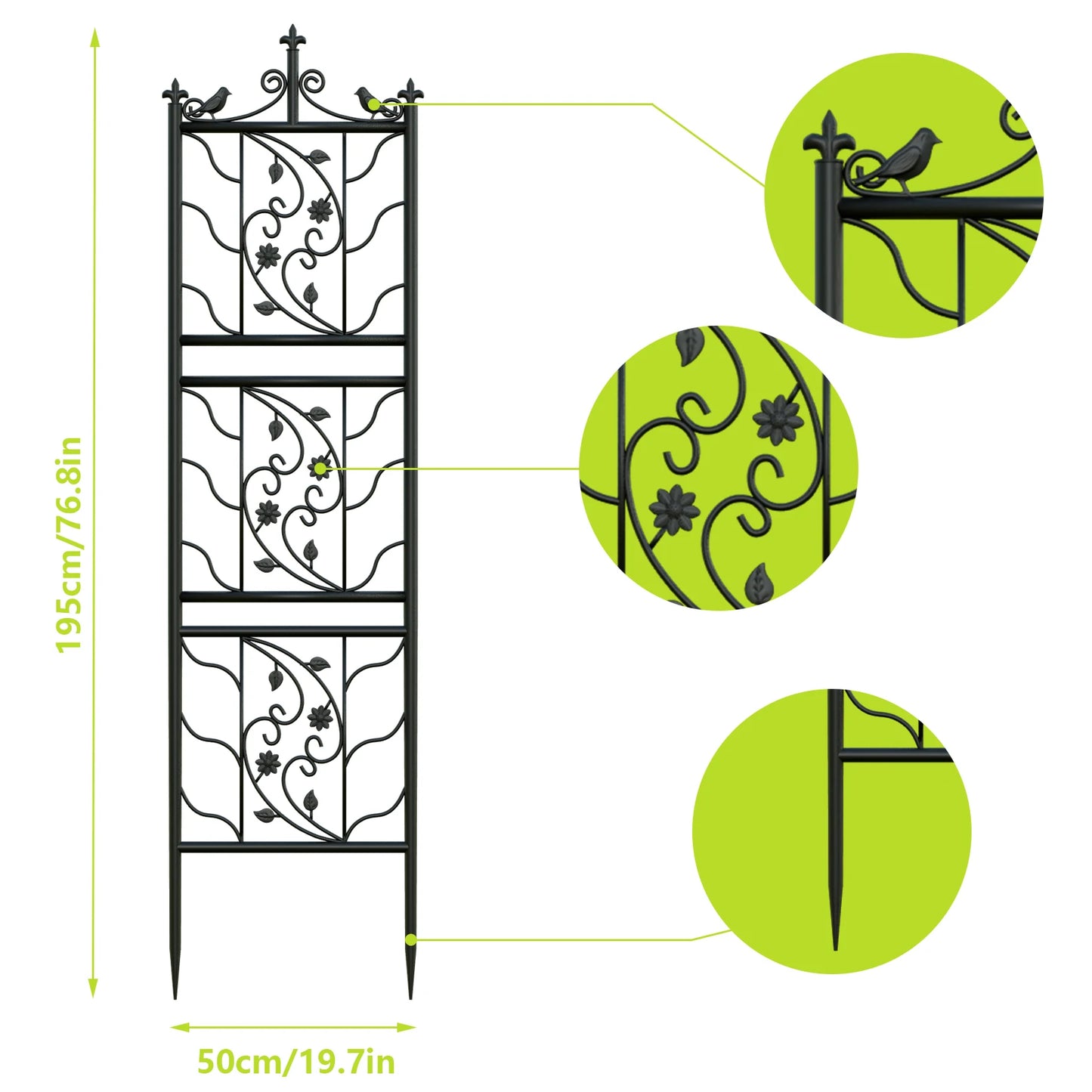 71 inch Tall Garden Trellis Black Lattice Panel