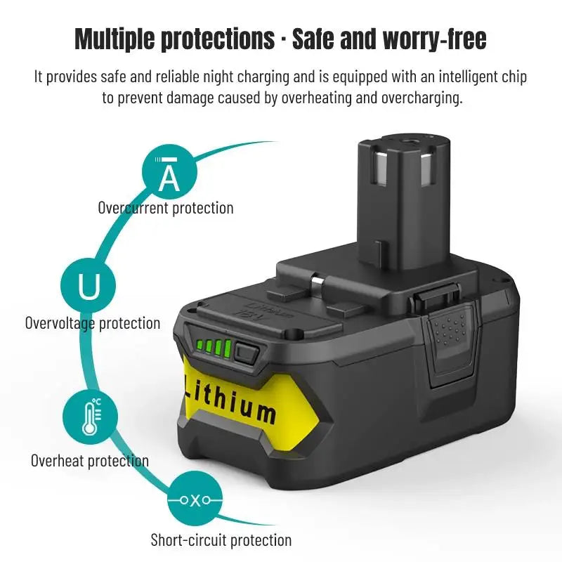 18V10Ah Replacement Battery  RyobiONE+  18V Lithium-lonBattery P102 P104 P105 P106 P108 P107