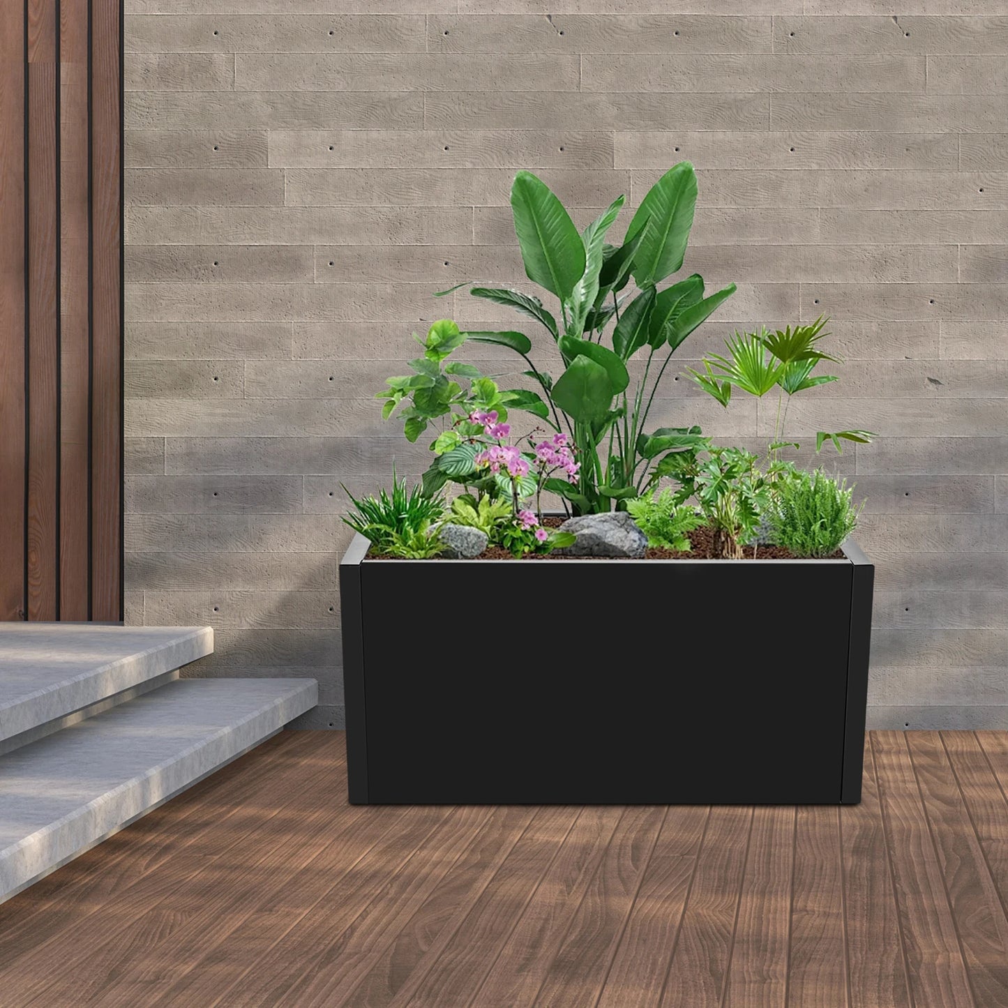 , Rectangular Steel Garden Planter 25x12x12 Inch Rustproof