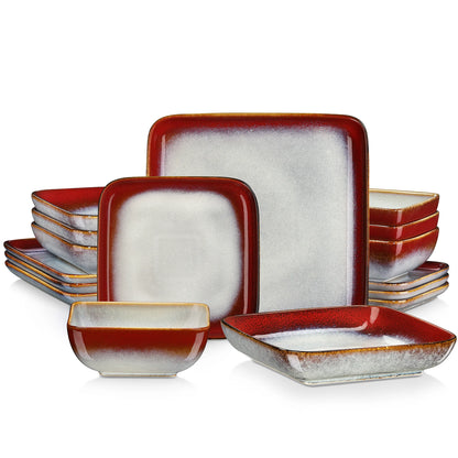 16Pc Square Dinner Ware Set