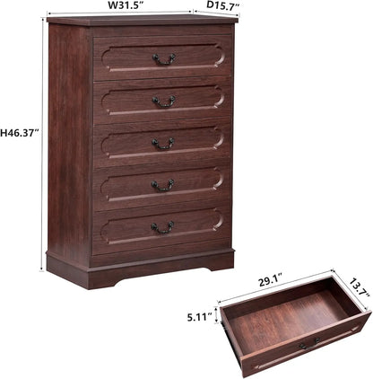 Cherry Wood Chest  with  6 wide drawers