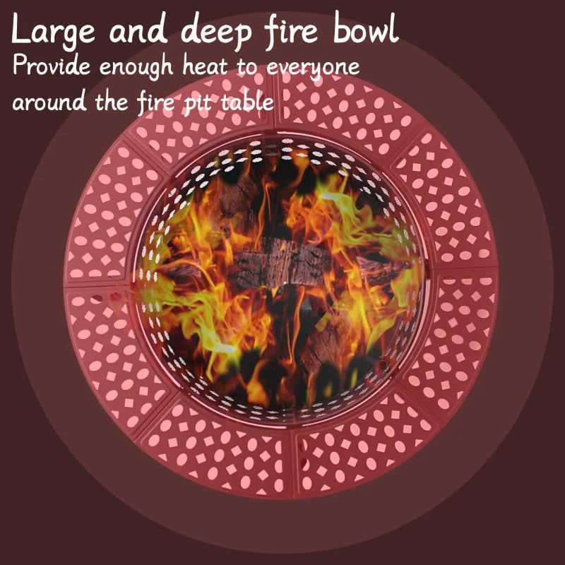 36 Inch Fire Round Fire Pit With 2-Grills,Lid & Poker